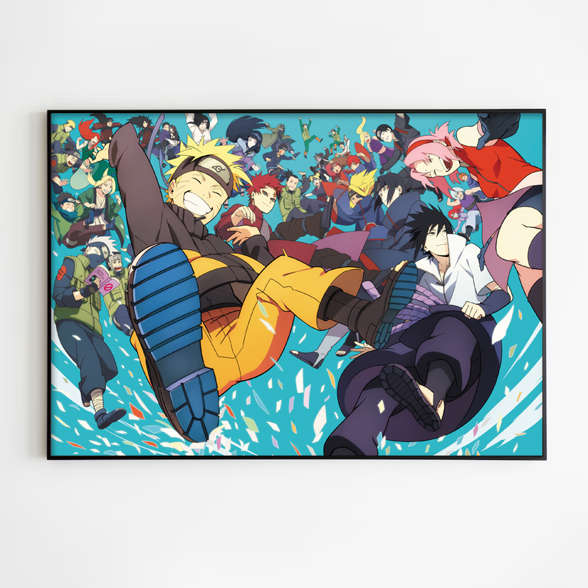 Quadro Com Moldura PVC Naruto Clássico Anime Mangá 20x20cm